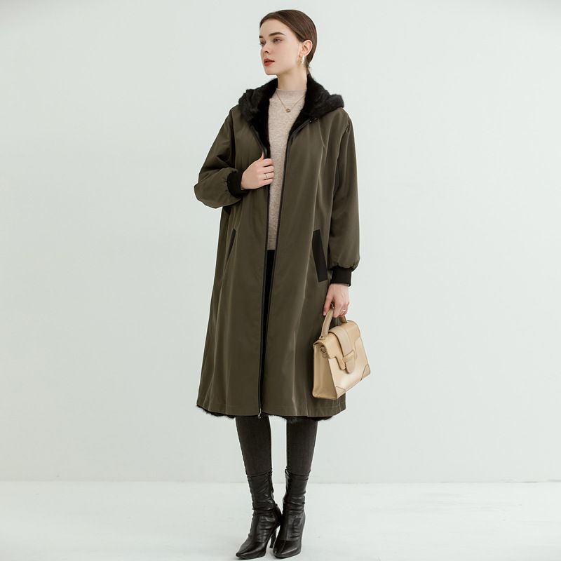 Factory wholesale mink double-sided parker clothing women's long loose 2022 new jacket coat