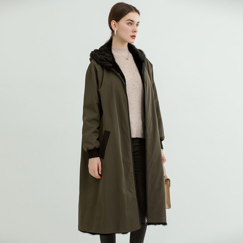 Factory wholesale mink double-sided parker clothing women's long loose 2022 new jacket coat