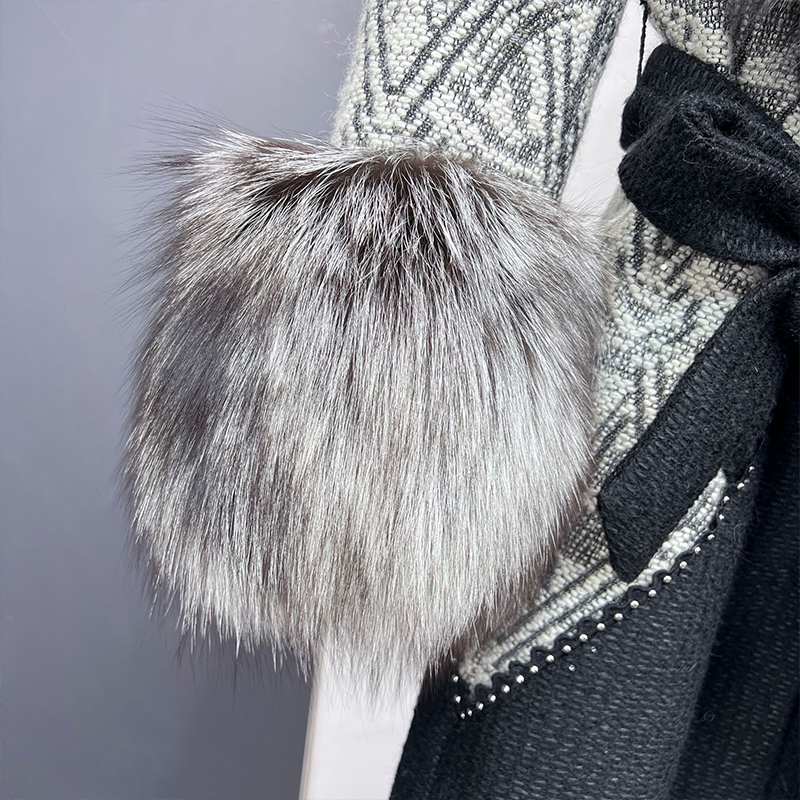 92216# 2022 autumn winter women new fur coat fox big collar woolen coat women's warm fashion luxury 
