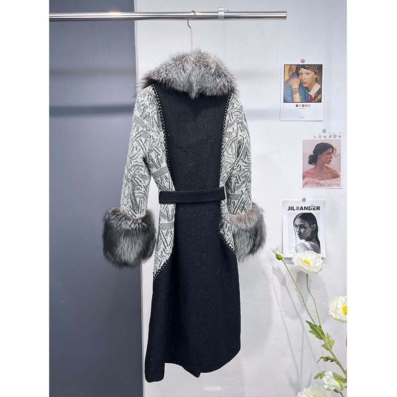 92216# 2022 autumn winter women new fur coat fox big collar woolen coat women's warm fashion luxury 