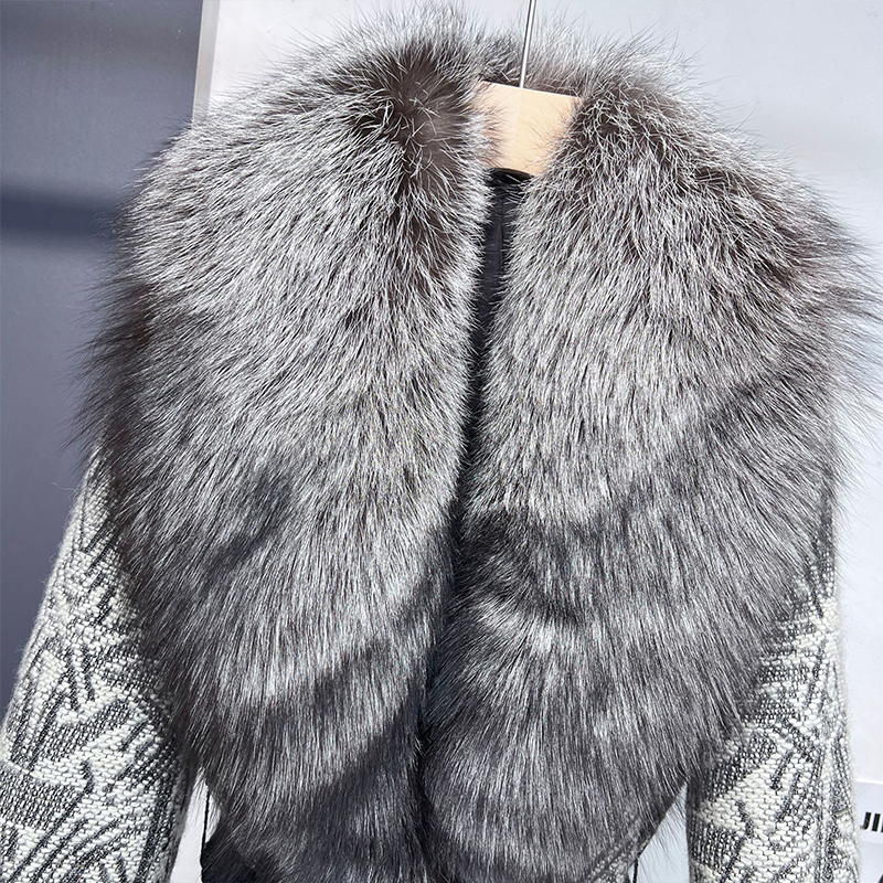 92216# 2022 autumn winter women new fur coat fox big collar woolen coat women's warm fashion luxury 
