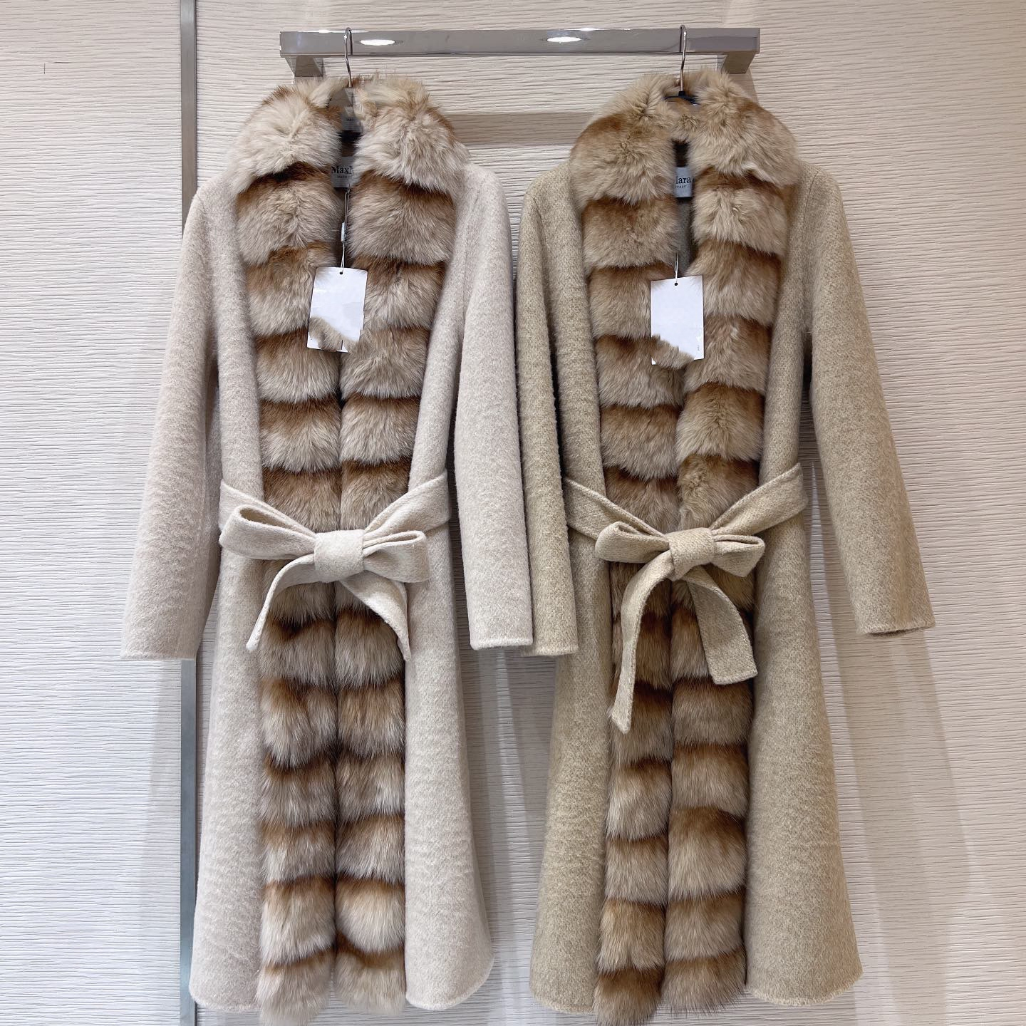 Fox Fur Collar Winter Jacket Belted Cashmere Wool Clothes Real Fur Collar Ladies Cashmere Trench Coa