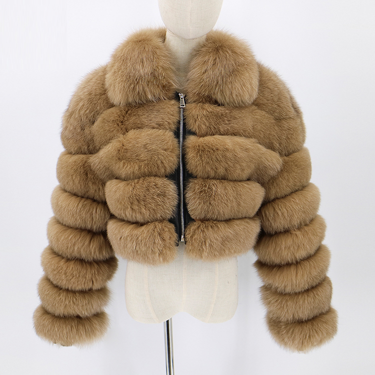 Women's Luxury Leather Jacket Fashion Style Female Real Fox Fur Coats Short Warm Coat