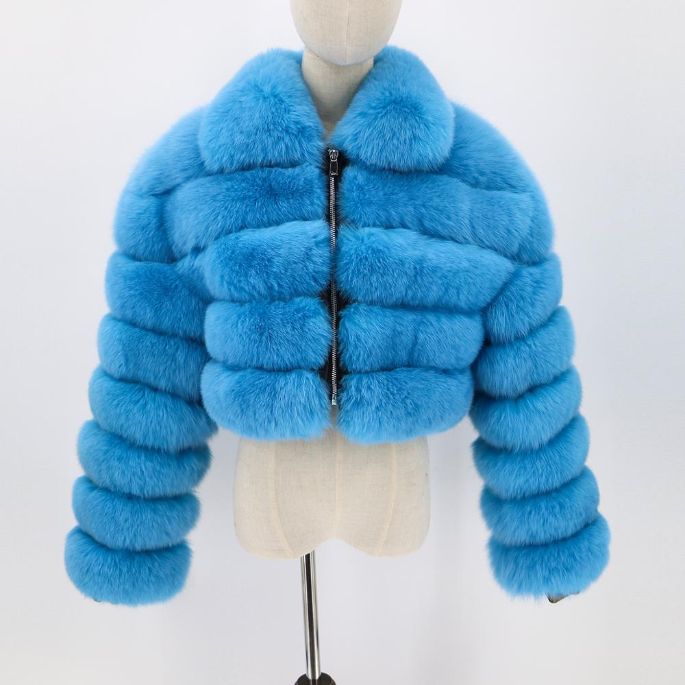 Women's Luxury Leather Jacket Fashion Style Female Real Fox Fur Coats Short Warm Coat