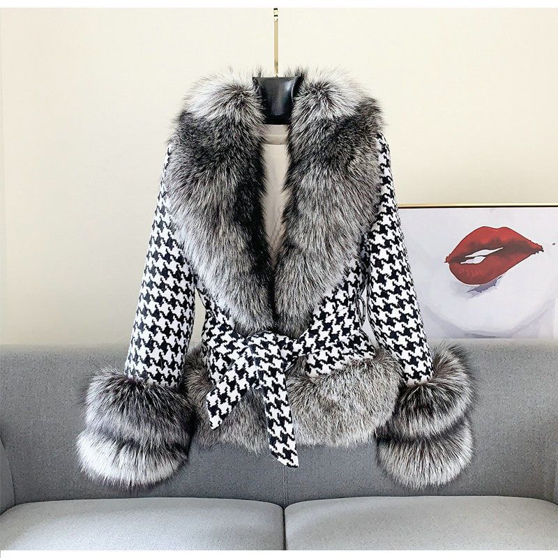 Wholesale Women Natural Fox Fur Coat Turn-Down Collar Long Sleeve Ladies Real Fur Jacket Winter Oute