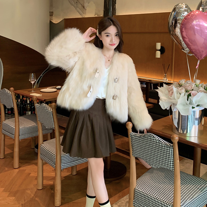Hot Selling Winter Ladies Crop Fur Coat Thick Warm Real Fox Fur Jacket Women