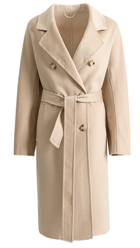 2022 New Spring and Autumn woolen warm double drain corrugated coat trench coat