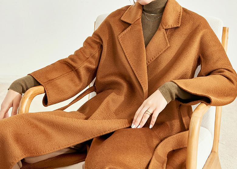 2022 New Spring and Autumn woolen warm double drain corrugated coat trench coat