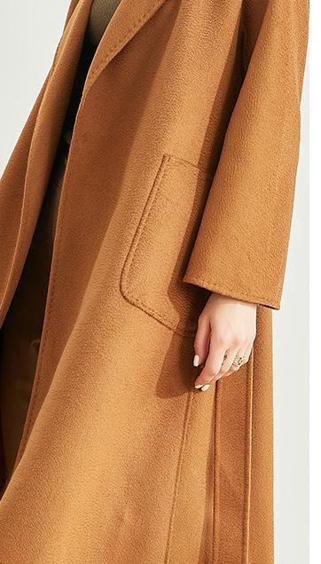 2022 New Spring and Autumn woolen warm double drain corrugated coat trench coat