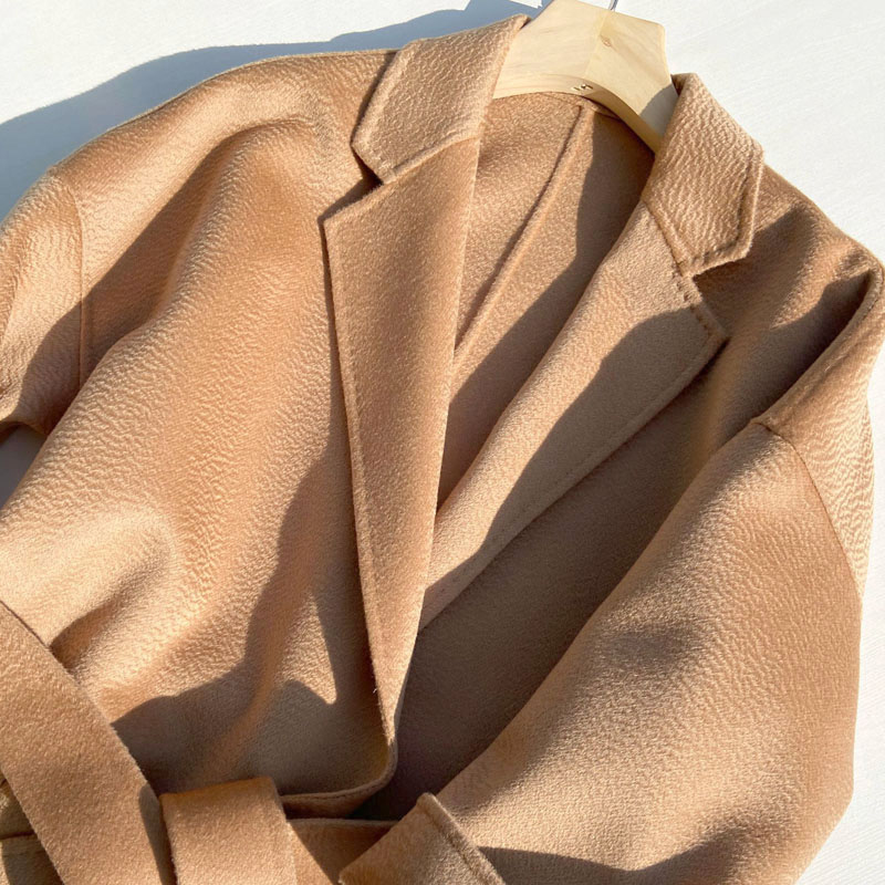 winter double-faced woolen goods water ripple short women s wear Cashmere coat fashion classic Simpl