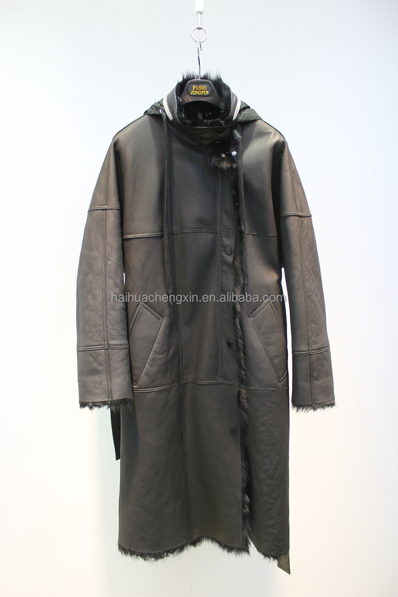 Custom Long Sleeves Fashion Women Fluffy Fur Coat Winter Clothing Sheepskin Shearling Lamb Leather f