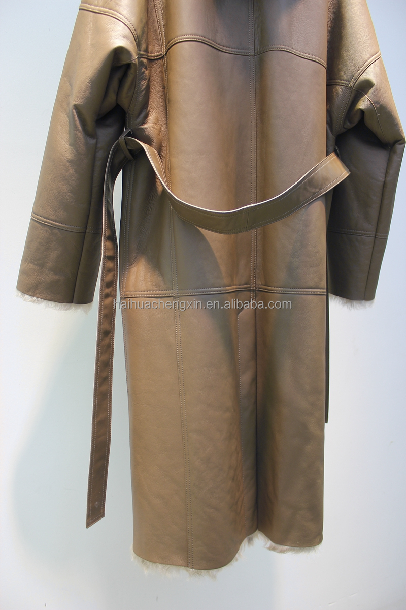 Custom Long Sleeves Fashion Women Fluffy Fur Coat Winter Clothing Sheepskin Shearling Lamb Leather f