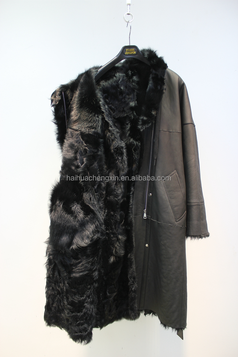 Custom Long Sleeves Fashion Women Fluffy Fur Coat Winter Clothing Sheepskin Shearling Lamb Leather f