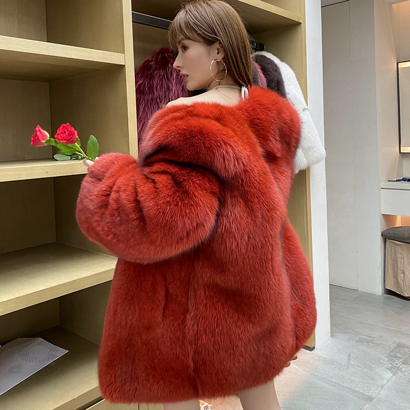Excellent Supplier Hot Sale Whole Skin Big Fox Fur Coat Fashion Wholesale Women Outwear Winter Saga 