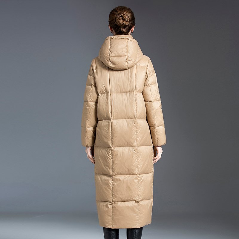 Fashion Winter Solid Coat Women's Long Sleeve Thick Zipper Bubble Jackets Hooded Long down Jacket