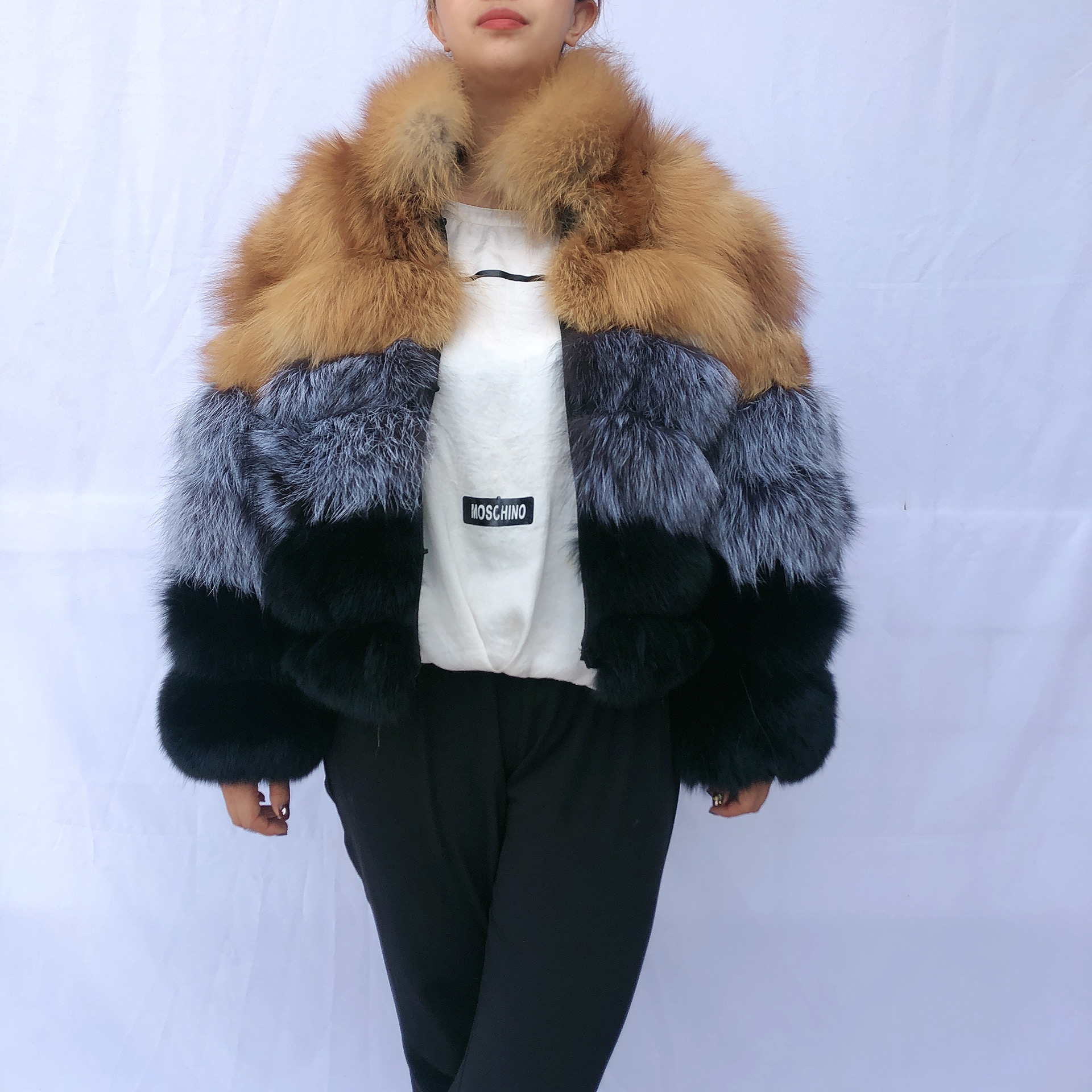Customized Wholesale Ladies Winter Warm Coat Fur Long Plus Stand Collar Coat Made Of Natural Real Fo