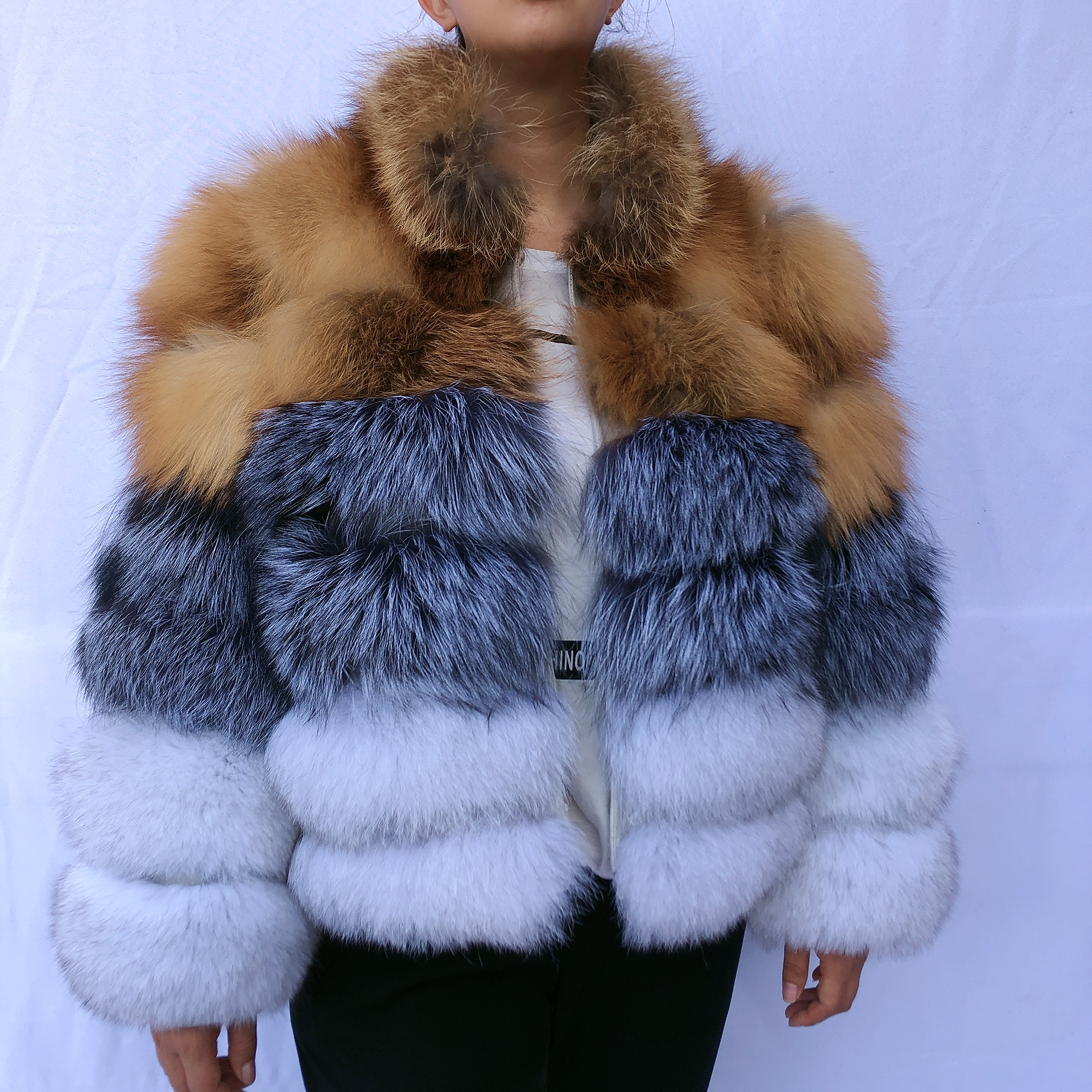 Customized Wholesale Ladies Winter Warm Coat Fur Long Plus Stand Collar Coat Made Of Natural Real Fo