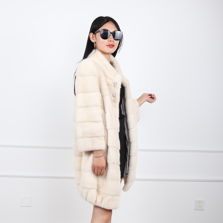 High Quality Stand Collar Natural Mink Fur Coat Winter Women Fur Jacket