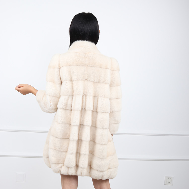 High Quality Stand Collar Natural Mink Fur Coat Winter Women Fur Jacket