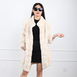 High Quality Stand Collar Natural Mink Fur Coat Winter Women Fur Jacket