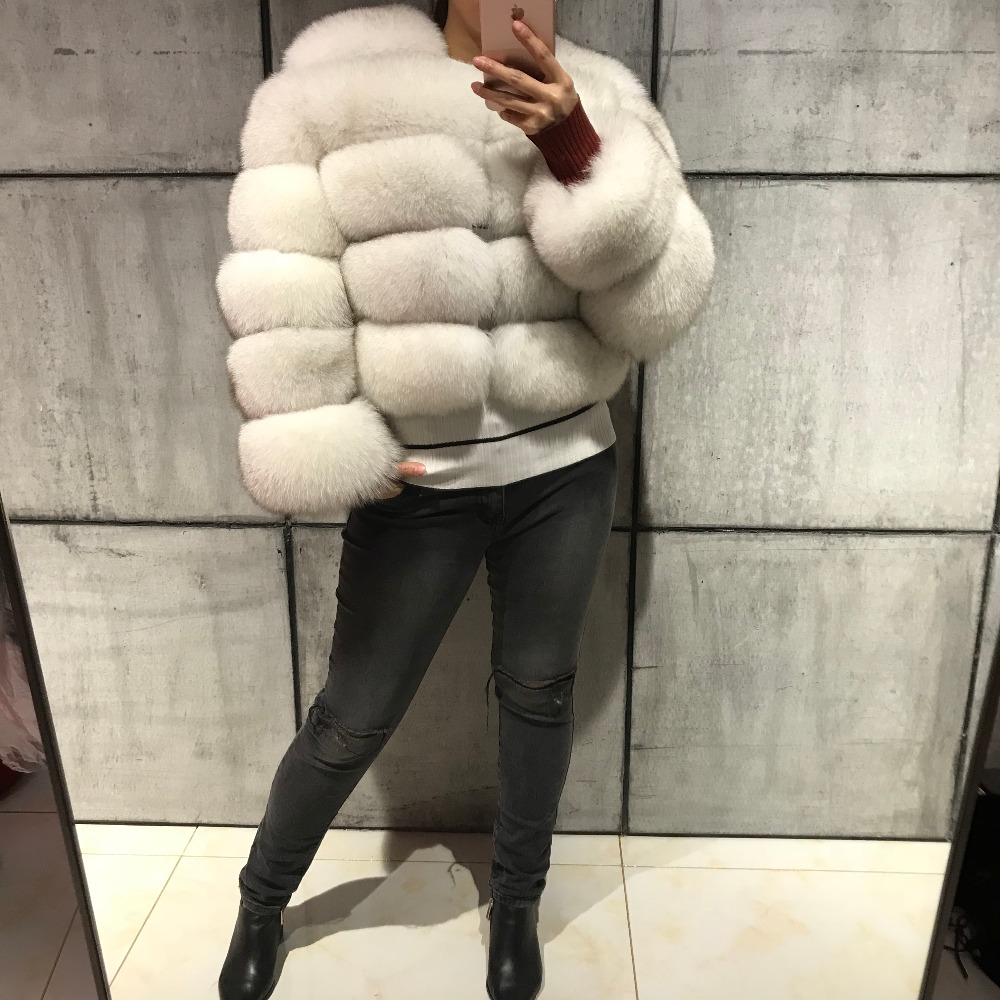Custom Wholesale  Fox Fur Jacket Women Short Classic Lady Colorful Full Sleeve Real Fox Fur Coat