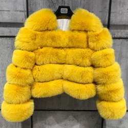 Custom Wholesale  Fox Fur Jacket Women Short Classic Lady Colorful Full Sleeve Real Fox Fur Coat