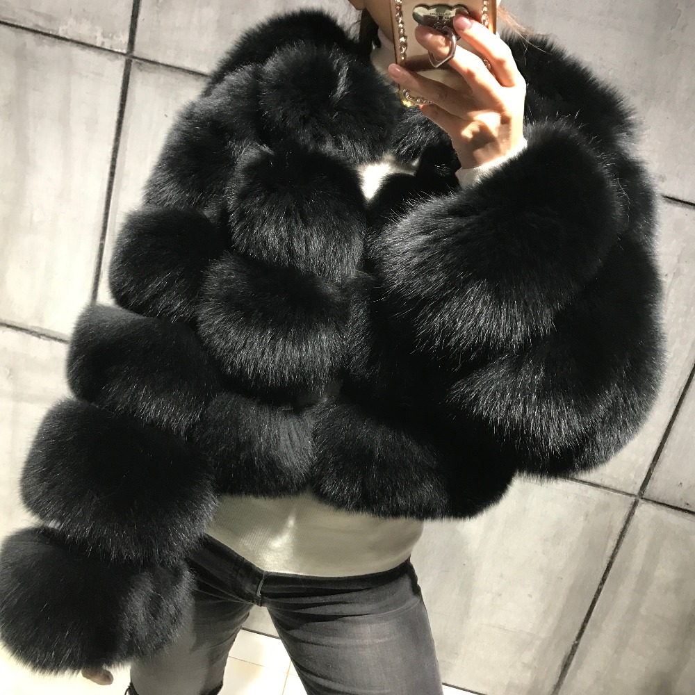Custom Wholesale  Fox Fur Jacket Women Short Classic Lady Colorful Full Sleeve Real Fox Fur Coat