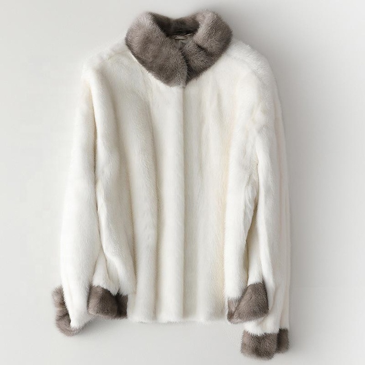 Popular short length 100% real mink coats for woman genuine mink fur women winter jacket
