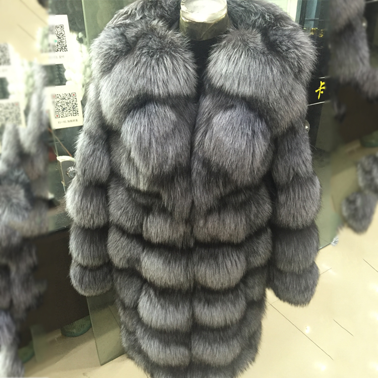 Russian Style Real Silver Fox Fur Coat Natural Fur Jacket For Women