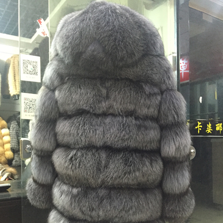 Russian Style Real Silver Fox Fur Coat Natural Fur Jacket For Women
