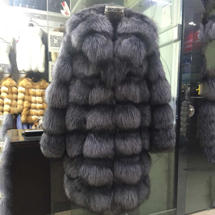 Russian Style Real Silver Fox Fur Coat Natural Fur Jacket For Women