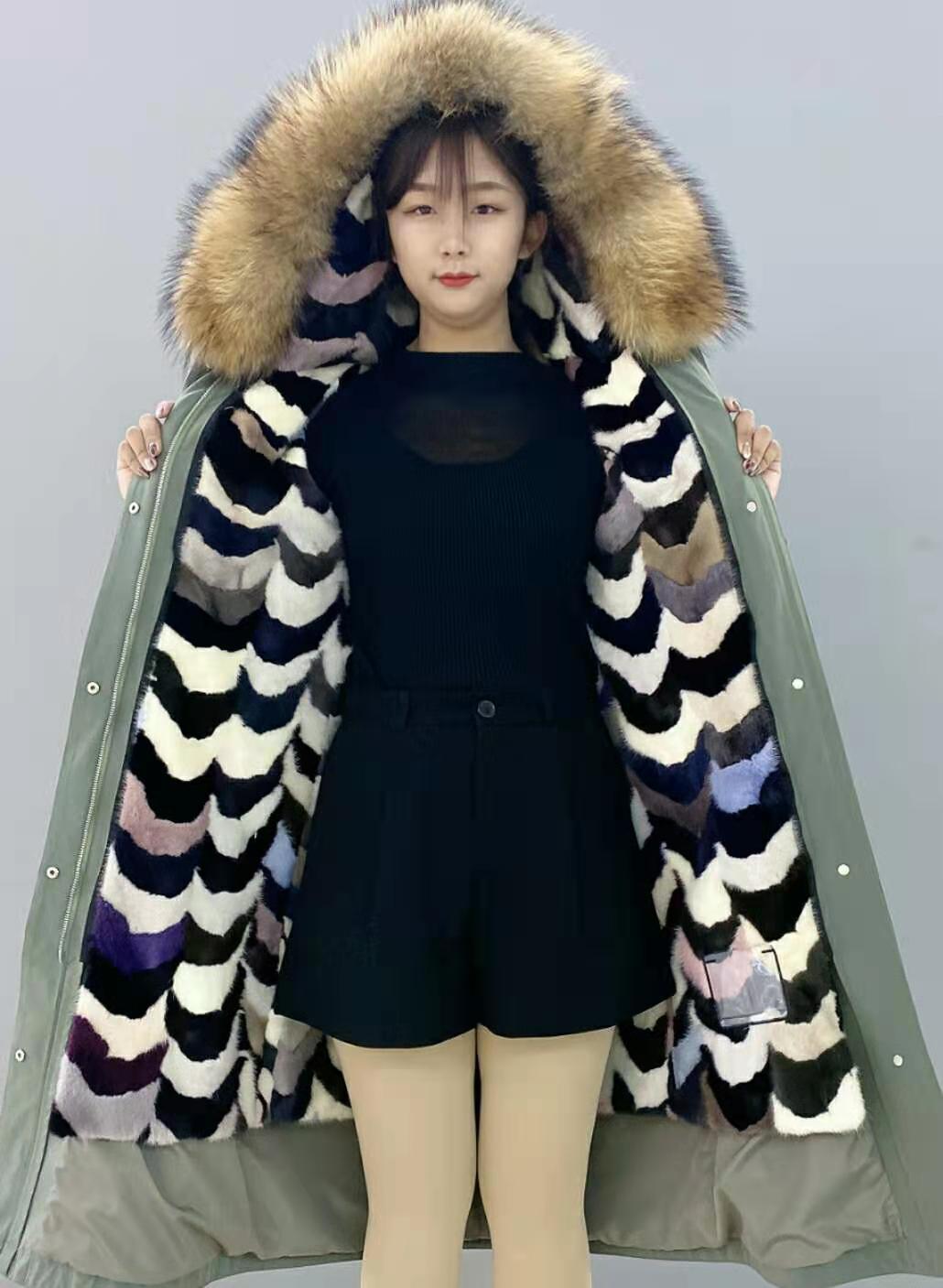 2021 winter fashion parka coat real raccoon fur collar hooded coat thick warm jacket female jacket