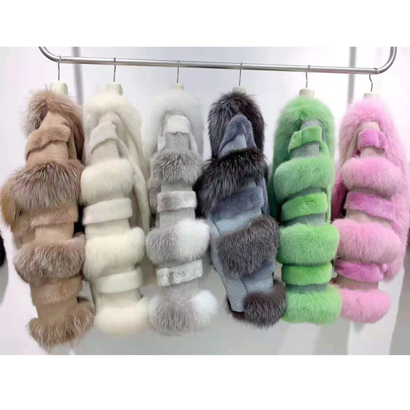 winter animal fur coat women fall clothes real mink fur ladies jackets with fox fur collar parka coa