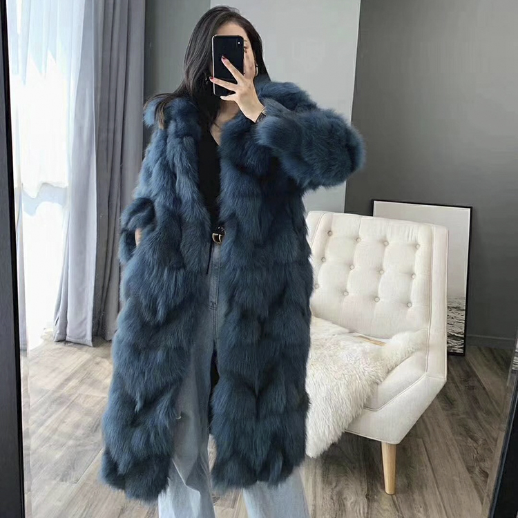 New Arrival Clothes Women Winter Genuine multi color Dyed Fox Fur Jacket Fur Coat