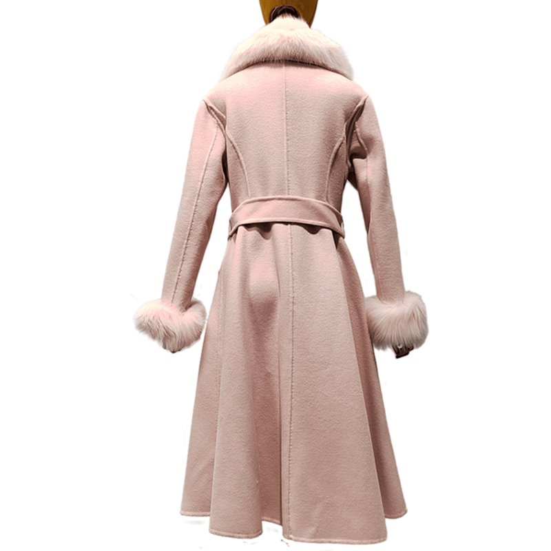 High-End Double-Sided Cashmere Coat Women's Long Elegant Slim Real Fox Fur Coat
