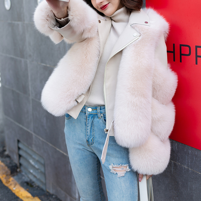 New Arrival Women's Fashion Fox Fur Coats Real Full Pelt Fox Fur Outerwear Genuine Sheepskin Natural