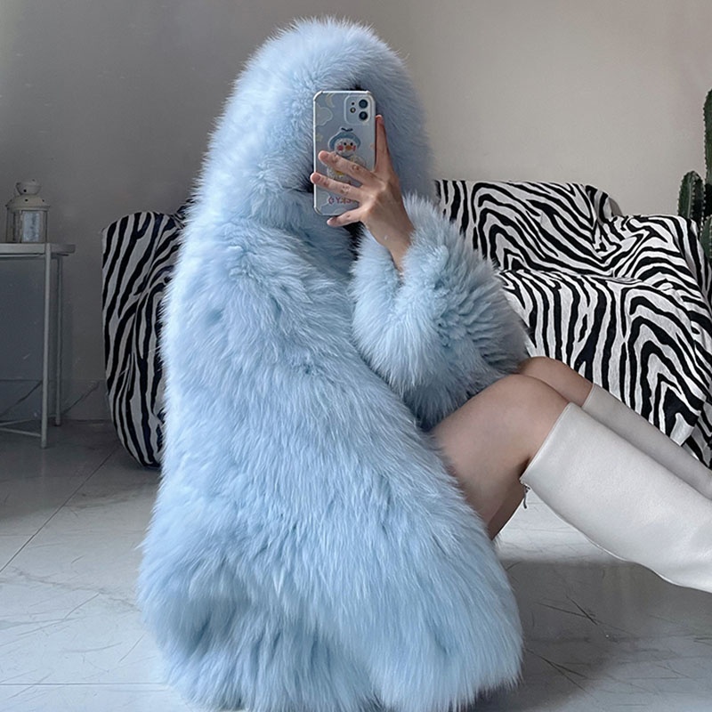 New Arrival Plus Size Coats Women Winter Y2K Fluffy Knitted Jacket Natural Real  Fox Fur Coat
