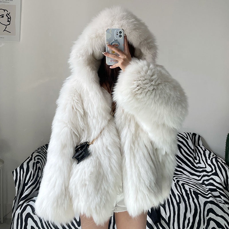 New Arrival Plus Size Coats Women Winter Y2K Fluffy Knitted Jacket Natural Real  Fox Fur Coat