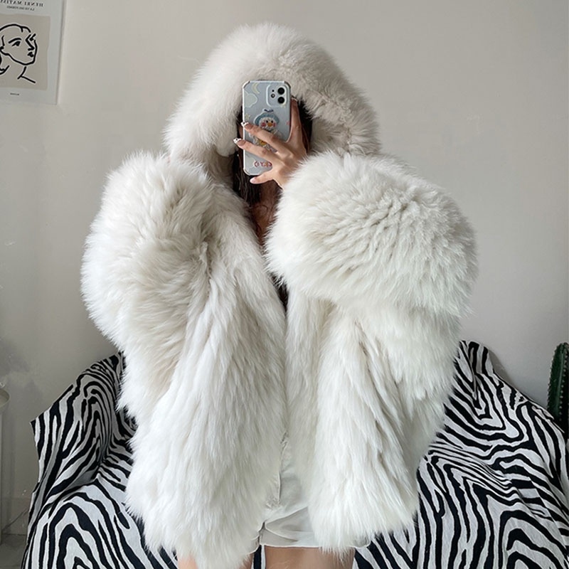 New Arrival Plus Size Coats Women Winter Y2K Fluffy Knitted Jacket Natural Real  Fox Fur Coat