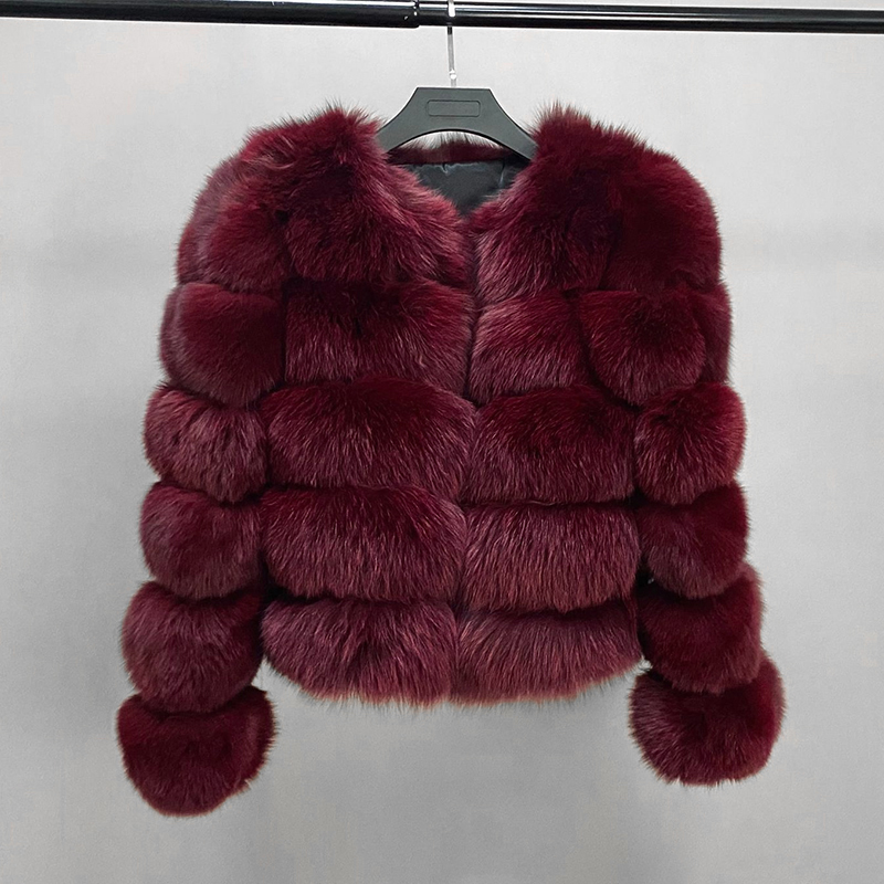 2021 Women Warm Real Fox Fur Coats Fluffy Winter Short Genuine Fur Jacket Fashion Outwear