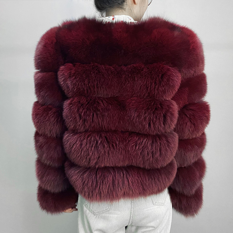 2021 Women Warm Real Fox Fur Coats Fluffy Winter Short Genuine Fur Jacket Fashion Outwear