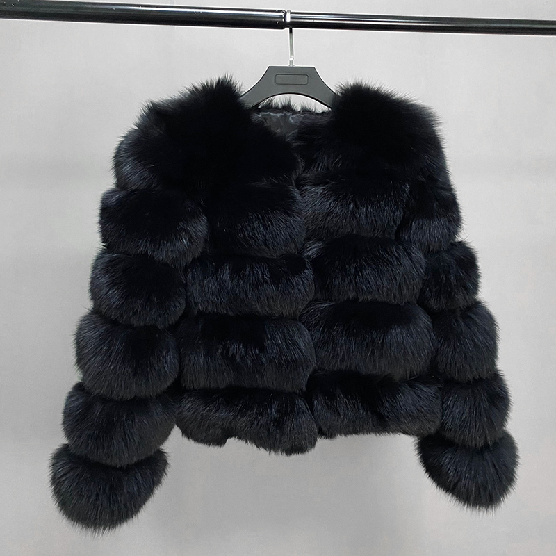 2021 Women Warm Real Fox Fur Coats Fluffy Winter Short Genuine Fur Jacket Fashion Outwear