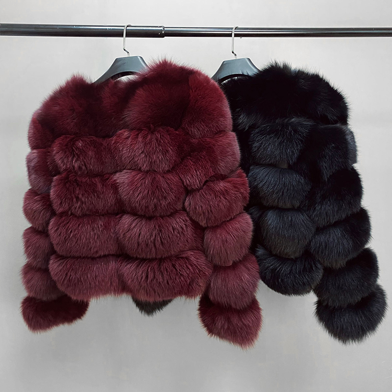 2021 Women Warm Real Fox Fur Coats Fluffy Winter Short Genuine Fur Jacket Fashion Outwear