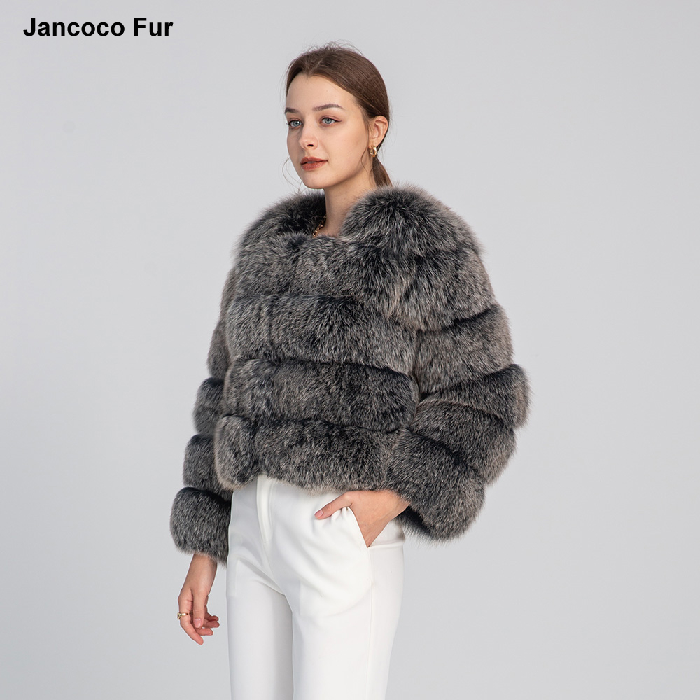 Jancoco New Arrivals Winter Thick Warm Cropped Real Fox Fur Coat Women