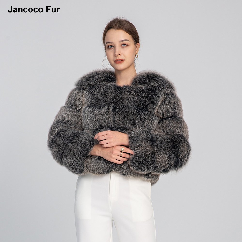 Jancoco New Arrivals Winter Thick Warm Cropped Real Fox Fur Coat Women