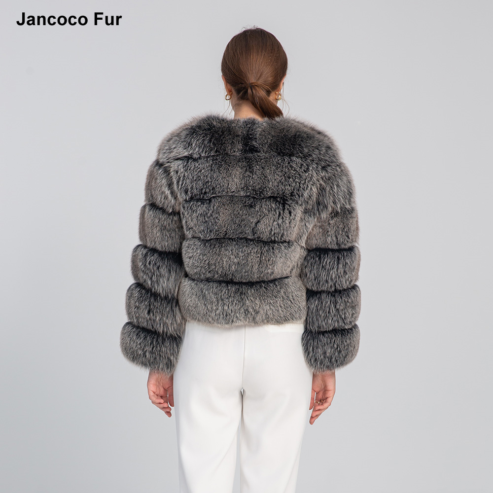 Jancoco New Arrivals Winter Thick Warm Cropped Real Fox Fur Coat Women