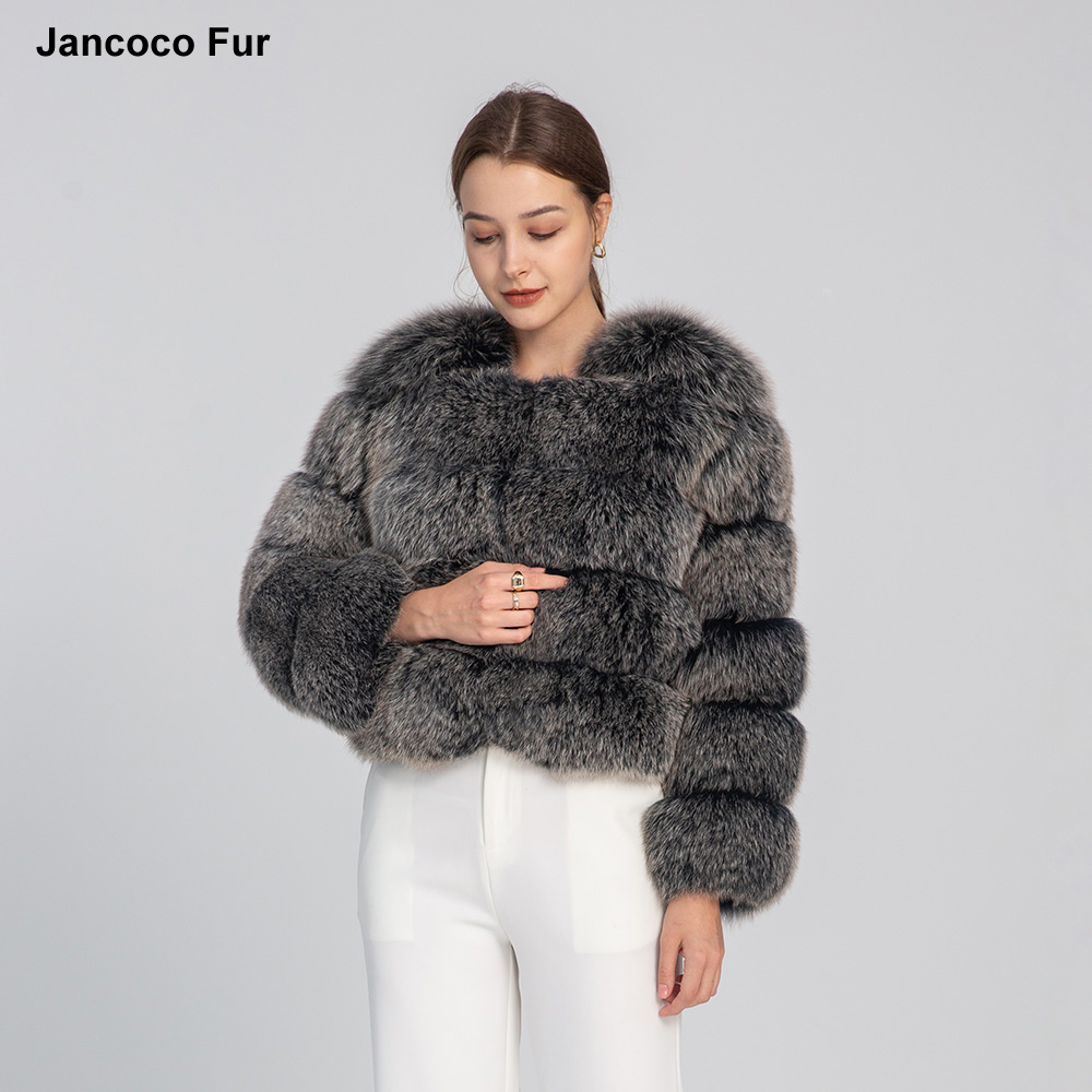 Jancoco New Arrivals Winter Thick Warm Cropped Real Fox Fur Coat Women
