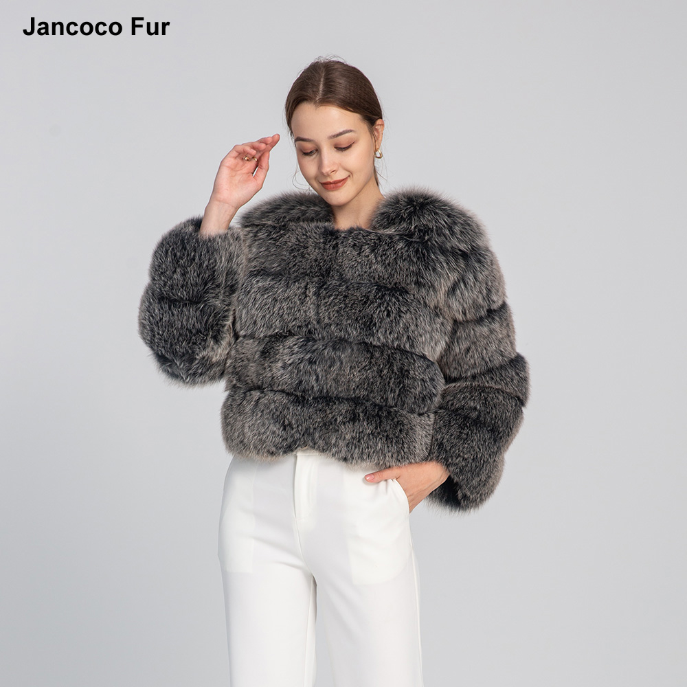 Jancoco New Arrivals Winter Thick Warm Cropped Real Fox Fur Coat Women