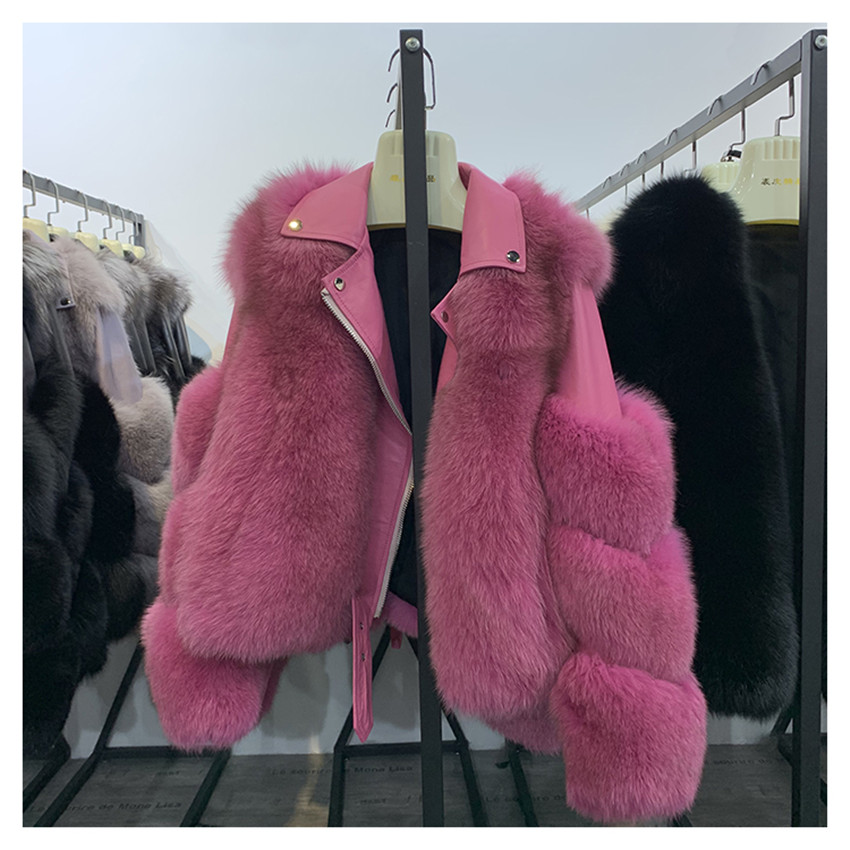 Winter Trendy Women Fur Outwear Jacket Coat 100% Genuine Real Fox Fur Coats