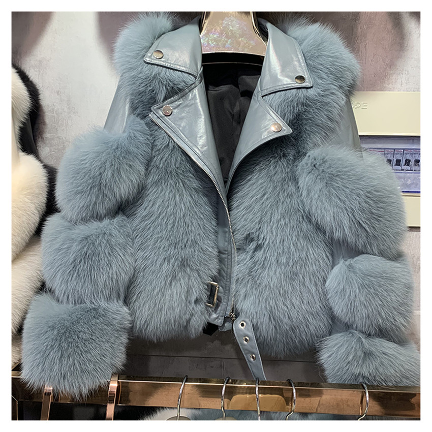 Winter Trendy Women Fur Outwear Jacket Coat 100% Genuine Real Fox Fur Coats